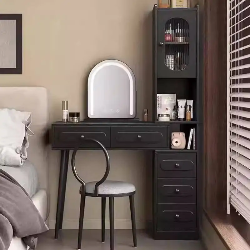 

Medieval Girls Woman Dresser Drawers Bedroom Vanity Makeup Table Small Mirror Apartment Integrated Stool Penteadeira Furniture