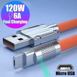 Premium Micro USB Mobile Phone Cable Android Phone Charger Data Wire Cord 120W 6A Fast Charging Cables for Samsung Xiaomi