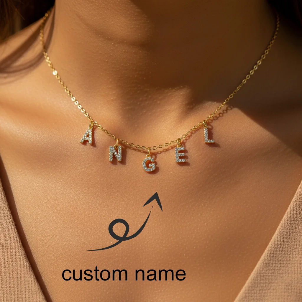 

Персонализированное ожерелье с инициалами из нержавеющей стали, женское ожерелье с надписью Alpahbet, 18-каратное позолоченное ожерелье с первоначальным воротником, эффектные подвески