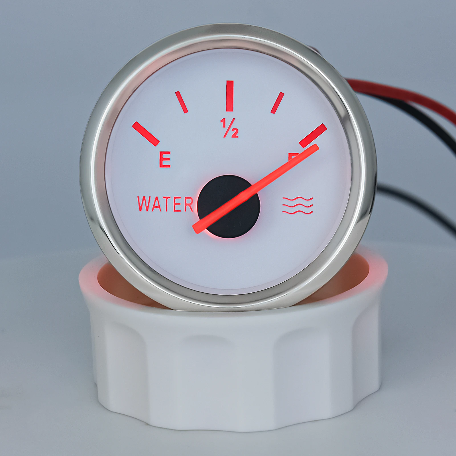 Retroilluminazione rossa 2 "52mm indicatore di livello dell'acqua 0-190 OHM indicatore del misuratore del serbatoio dell'acqua del puntatore per benzina Diesel Car Boat Yacht 12V 24V