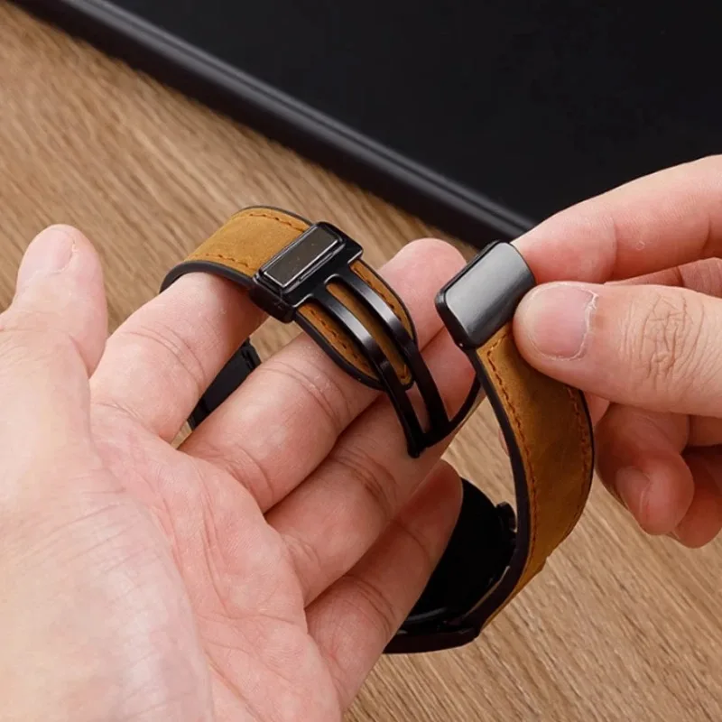 22mm Leather Strap for OnePlus Watch 2 Wear-resistant Wristband for OPPO Watch X 4 Pro Bracelet for Realme Watch 3 S Pro Bands image 3