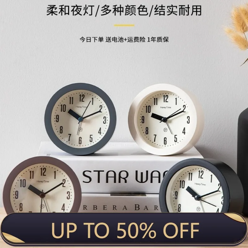 Modern Simple Alarm Clock Plastic Solid Color Silent For Time Clocks Ornament Home Bedroom Dormitory Desk Living Room Children