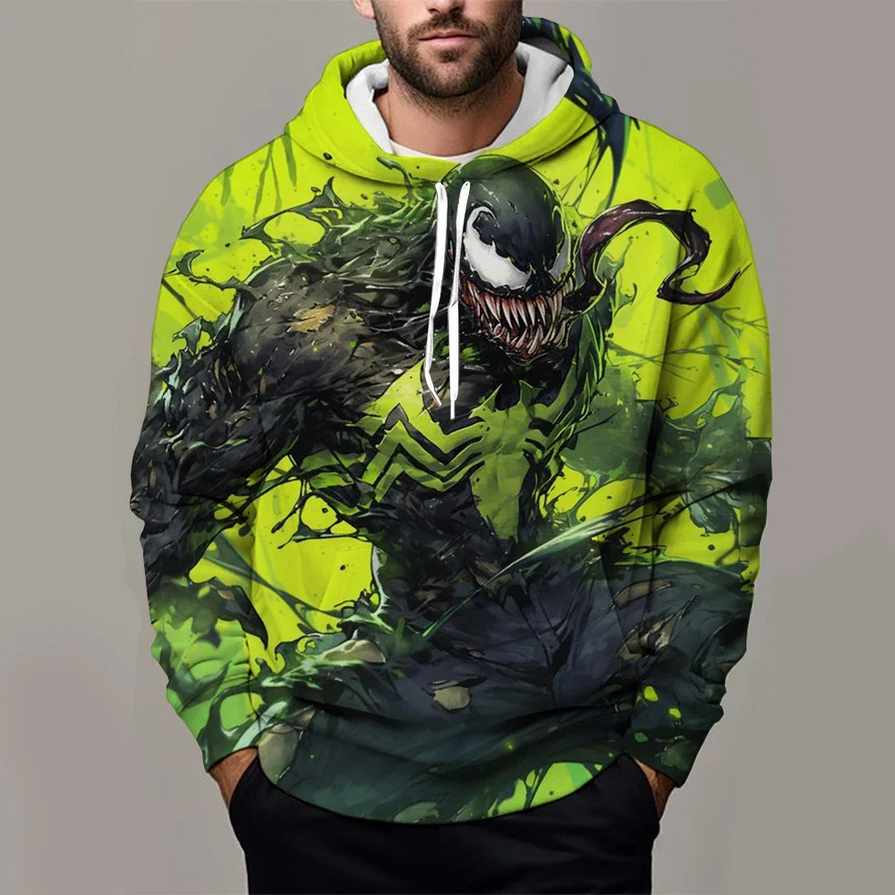 Venom Boys and Girls Hoodie Marvel Men's Hoodie 3D Printing Fashion Pullover MINISO Men's Hoodie Oversized Men's Clothing