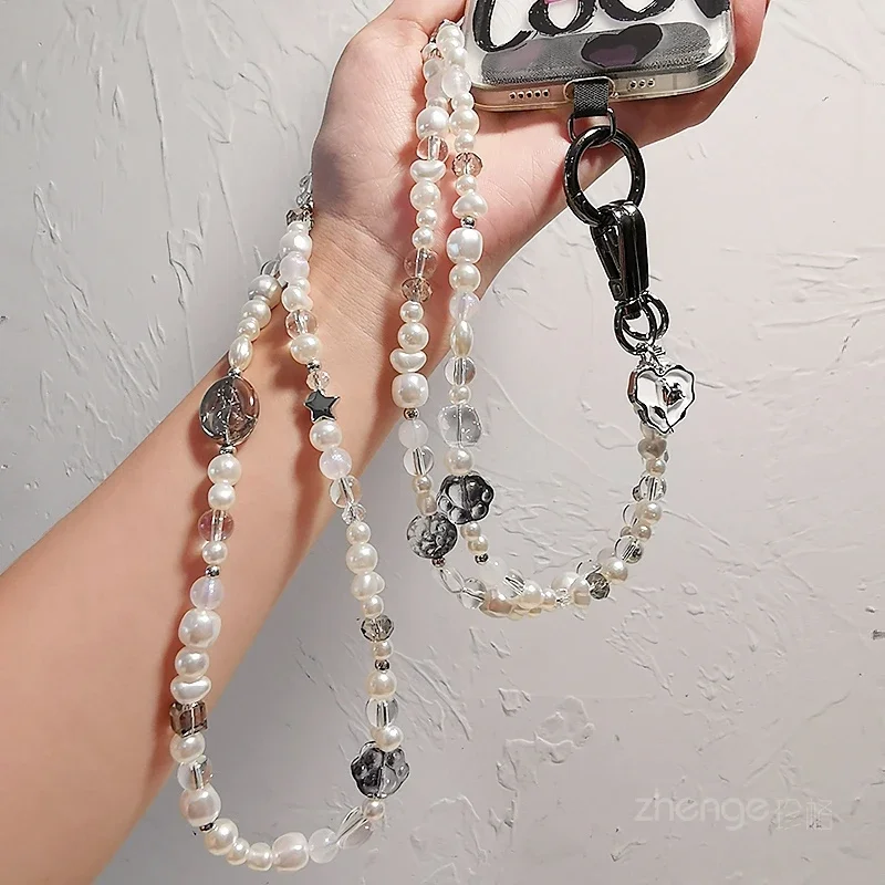 Long Mobile Phone Lanyard Clip Mobile Phone Case Universal Hand-beaded Chain Crossbody Love Cat Foot Mobile Phone Chain