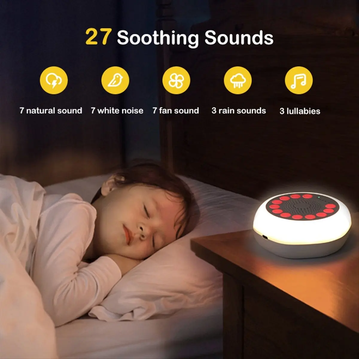 A48U Smart Sleep Instrument White Noise Sleep Aid Artifact Soothes Baby to Sleep Night Light Handheld Music Sleep Instrument