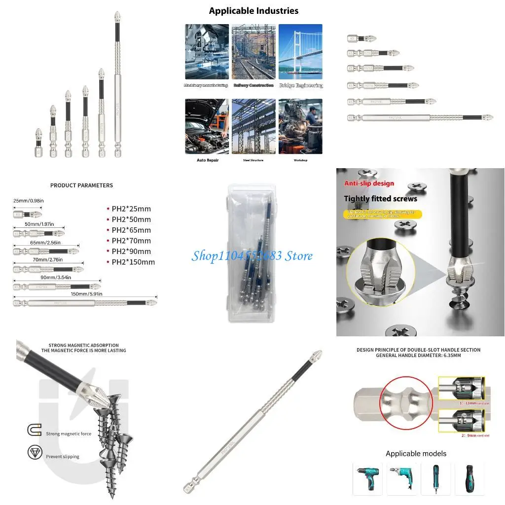 

Y6GD 6Pcs Crossing Screwdriver Tip Upgrades Enhances Steel Construction