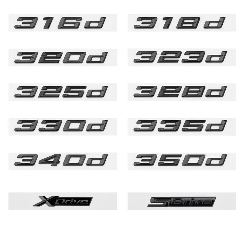 3D Glossy Black 320i 320d 320e 325d 328d 330i 330d 330e 335d 340d Emblem Sticker for BMW Serie 3 E90 E91 E92 F30 F31 F34 G20 G21
