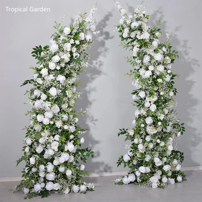 Artificial Flowers Planys Horn Flower Row Wedding Arch Decoration Floral Row Backdrop Arrangement Party Event Decor Display Prop