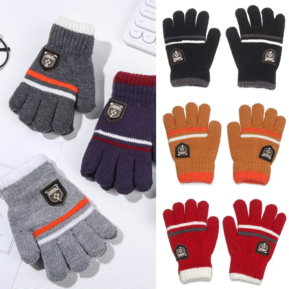 Herbst Winter Jungen Mädchen Warme Dicke Kinder Handschuhe Gestrickte Handschuhe Volle Finger Fäustlinge