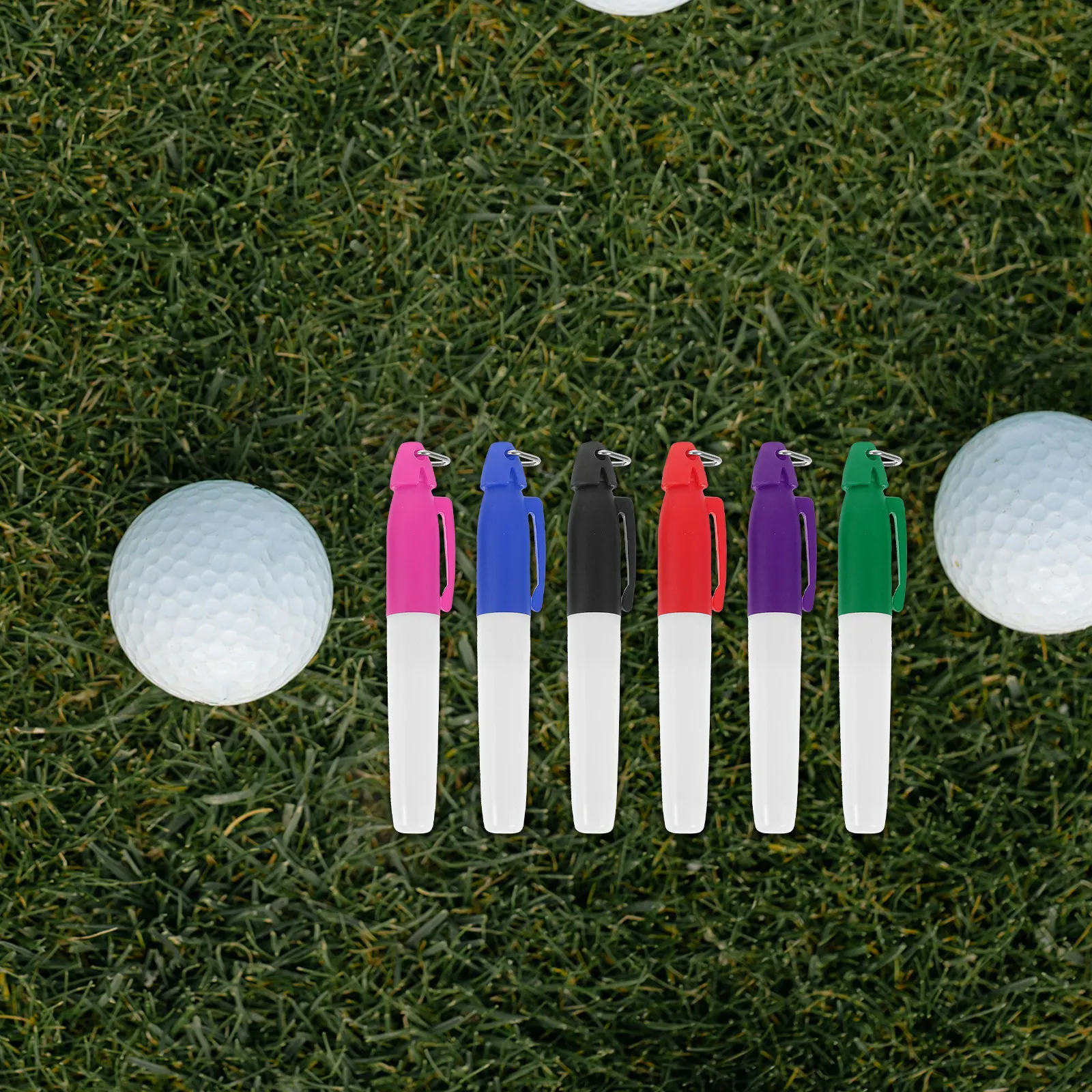 6Pcs Golf Ball Marker Pen Set Vibrant Color Variety Portable Lightweight Quick Drying Ink for Golf Course Practice Tournament