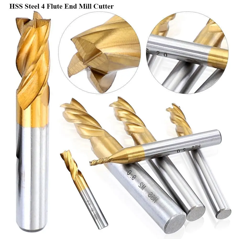 CNC Straight Shank Mill Cutter Woodworking Drill Bits 4 Flute End Milling Cutters High Quality Wood-Cutter Tools Hand Tools