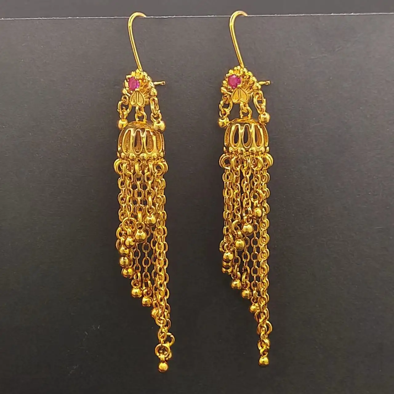 New Bohemia Style Women\'s Earrings Indian Ethnic Gold Plated Brass Long Chain Tassel Earring Vintage Jewellery Ear Decoration