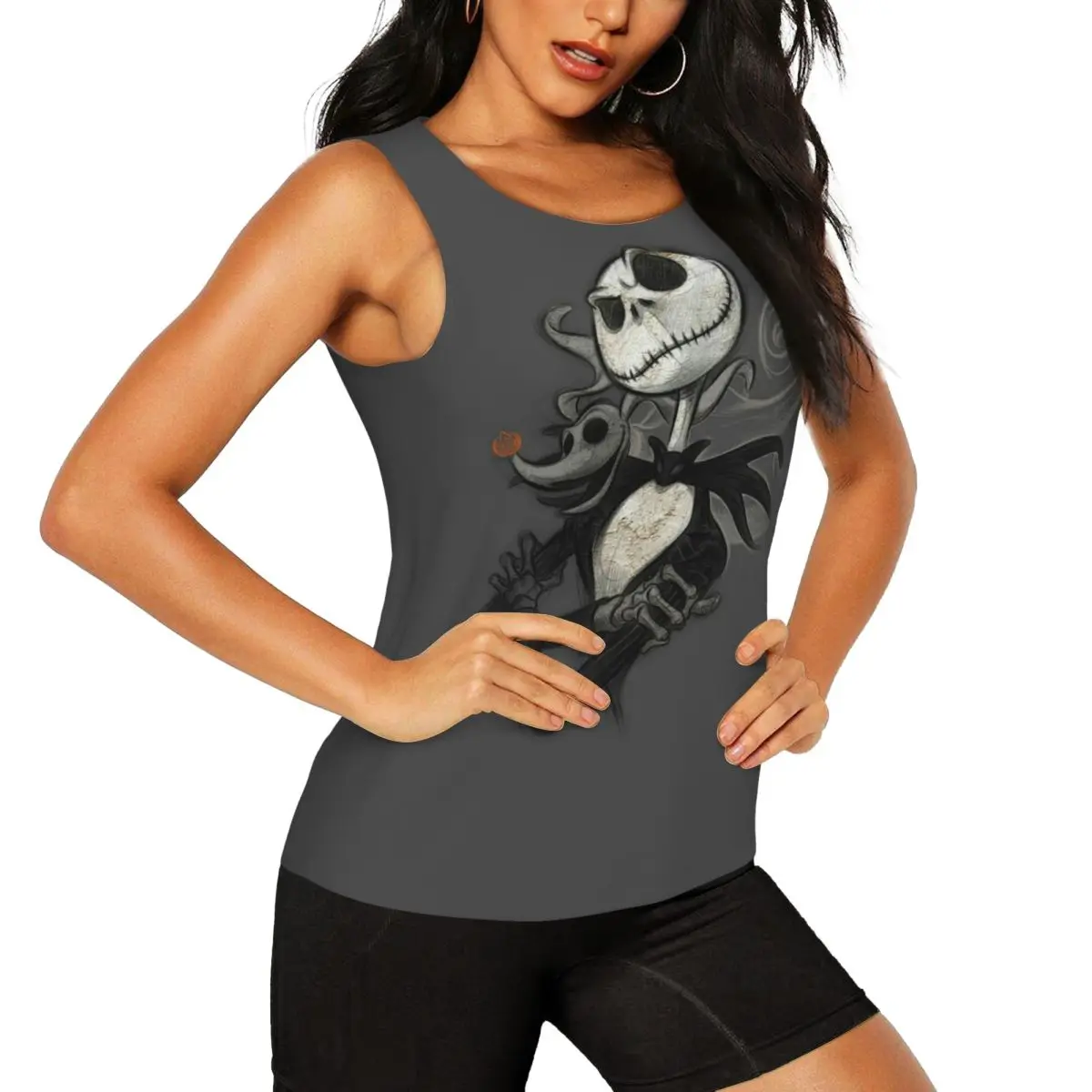 Custom Nightmare Before Christmas Confident Yoga Shirt for Women Athletic Gym Tank Tops