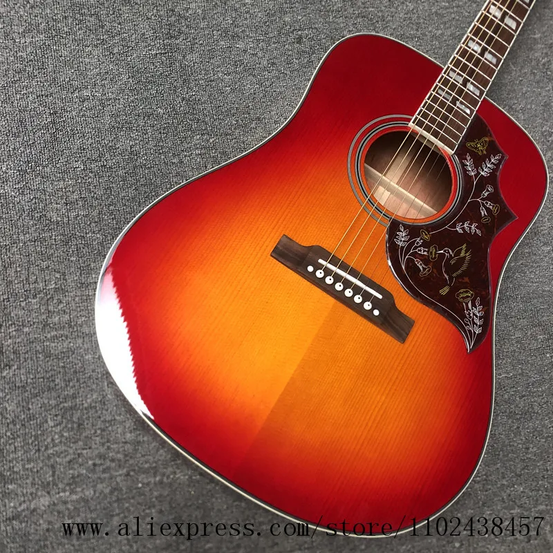 Custom Guitar, Solid Spruce Top, Rosewood Fingerboard, Thickened Pickguaid, 41-Inch High-Quality Hummi Acoustic Guitarras