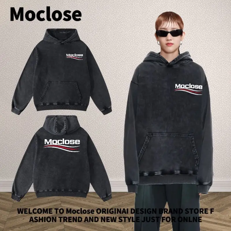 Moclose Fashion Paris Style Coke Letters Autumn and Winter Loose Old Washed Men's and Women's Pure Cotton Hooded Sweater