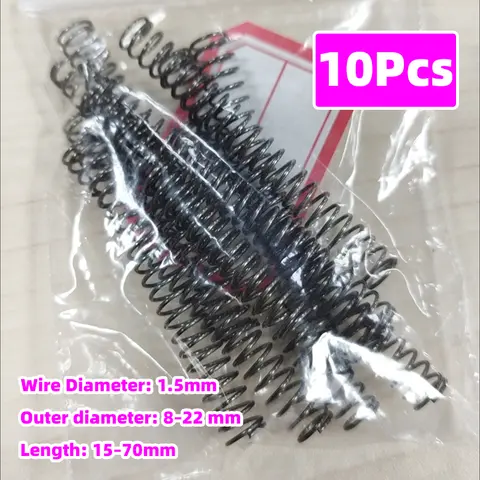 Creamily 10PCS/Lot 65Mn Steel Compression Springs Return Spring With 1.5mm Wire Diameter Outside Diameter 8-22mm Length15-70mm