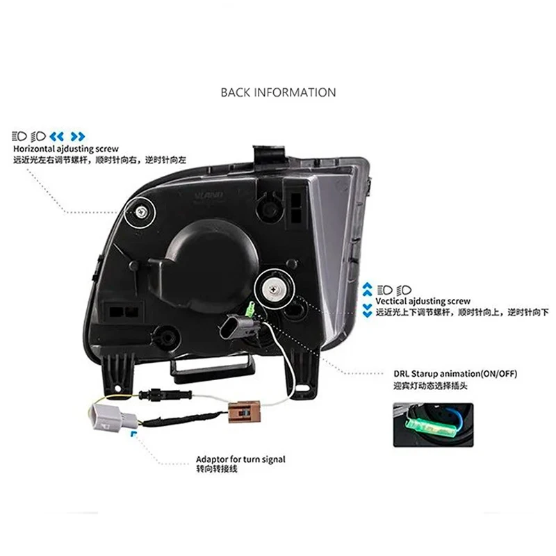 

2PC Car Styling for Ford Mustang Head Lights 2005 2006 2007 2008 2009 Mustang Headlight DRL Turn Signal High Beam Projector Lens