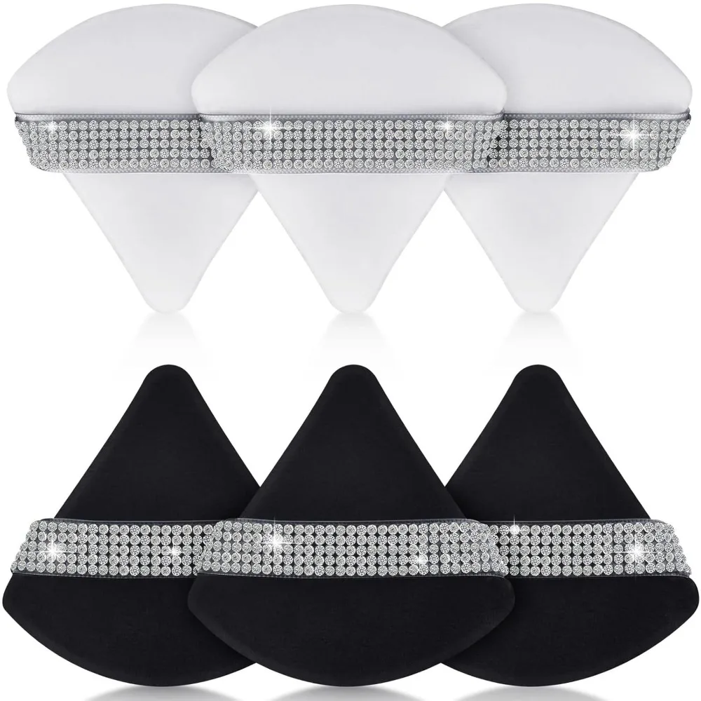 6 stuks roze driehoek poederdons gezicht zachte make-up tool spons fluwelen zachte gladde gezichtsschoonheid spons cosmetica make-up accessoires