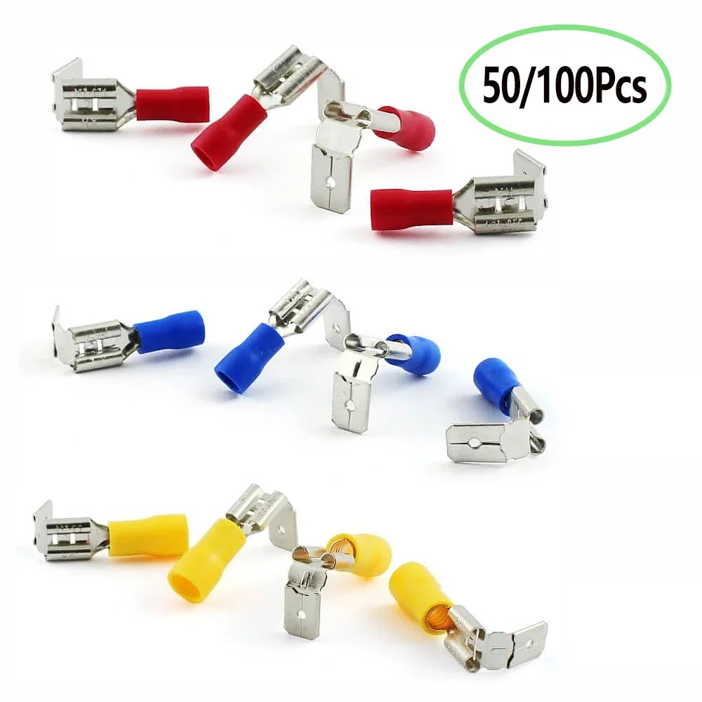 

50/100 шт. в мешке, винтовые терминаторы с изолированным стыковым разъемом, обжимные электрические клеммы, красный, синий, желтый