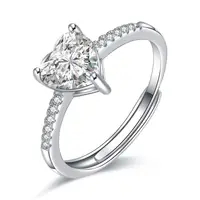 Bague classique en argent Sterling 925 pour femmes, bijoux en forme de cœur, bague simple en diamant imitation diamant, bague pour femmes R235 6