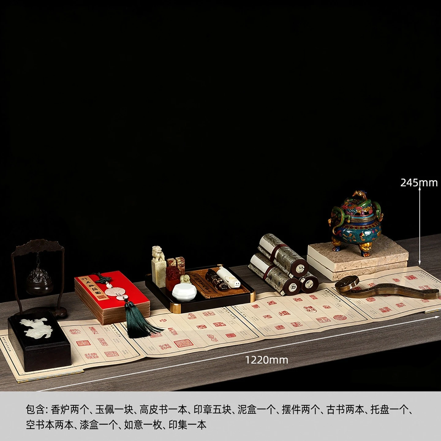 Chinese Zen, model room tabletop ornament, enamel cloisonne incense burner eight edges, printing clay box