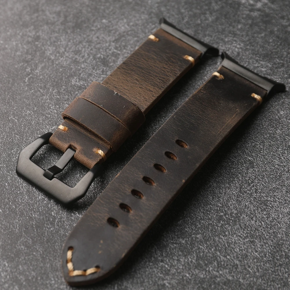 High Quality Handmade Layer Italian Leather Strap Suitable For Samsung Galaxy Watch 6 7 44MM 47MM Ultra High-End Leather