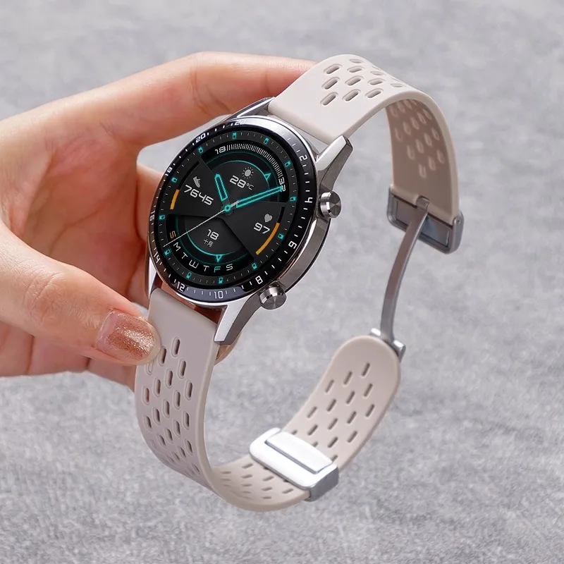 18 20 22mm Magnetic Silicone Strap For Huawei Watch GT 5 46mm 41mm Breathable Sports Band For Huawei GT5 Pro GT4 GT3 GT2 Correa image 3