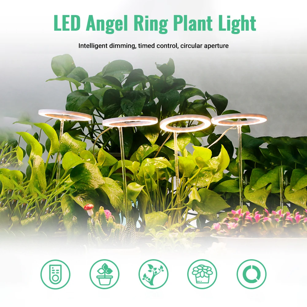 

Full Spectrum LED Growing Light For Indoor Plants Auto On/Off Timer 8H/12H/16H 5 Dimmable Brightness For Succulent Landscape