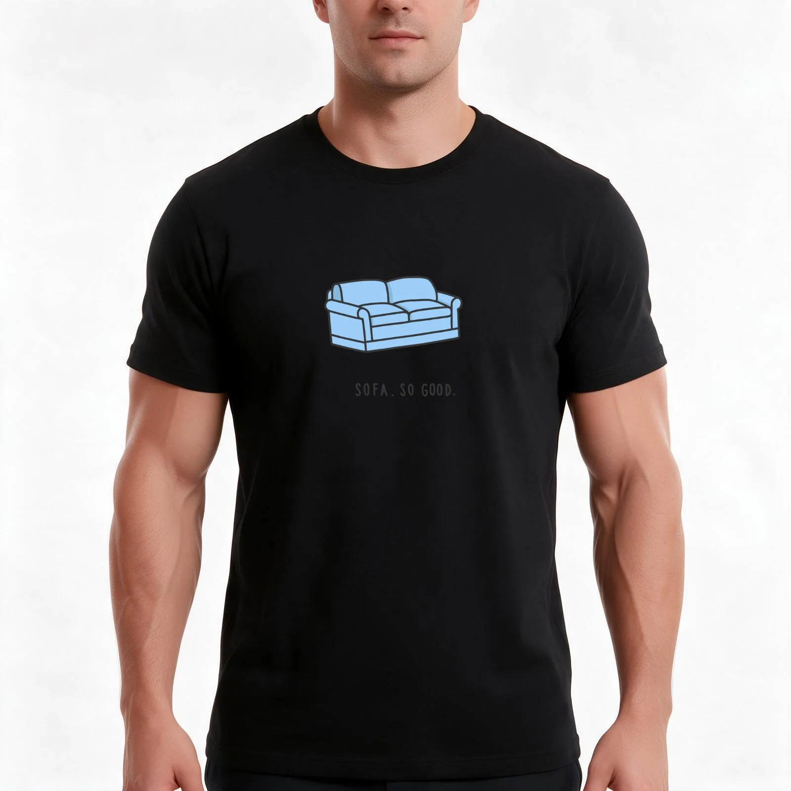 Sofa T-Shirt, Summer Casual Cotton Tee, Oversized Streetwear Tops, Vintage Graphic Print, Loose Fit Short Sleeve, 100% Cotton