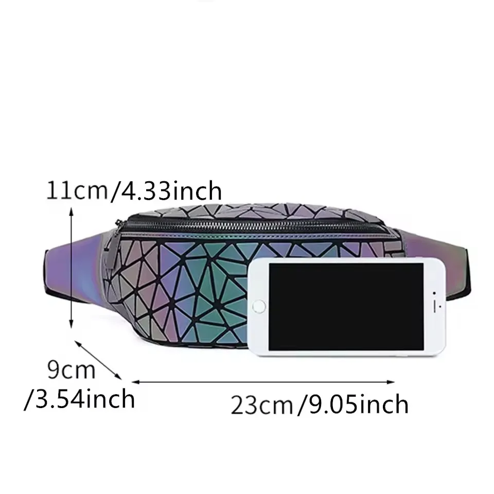 Fashion Male Luminous Geometry Lightweight Waist Pack Women Chest pack Cycling Sports Belt bag Man Casual Travel Pack image 3