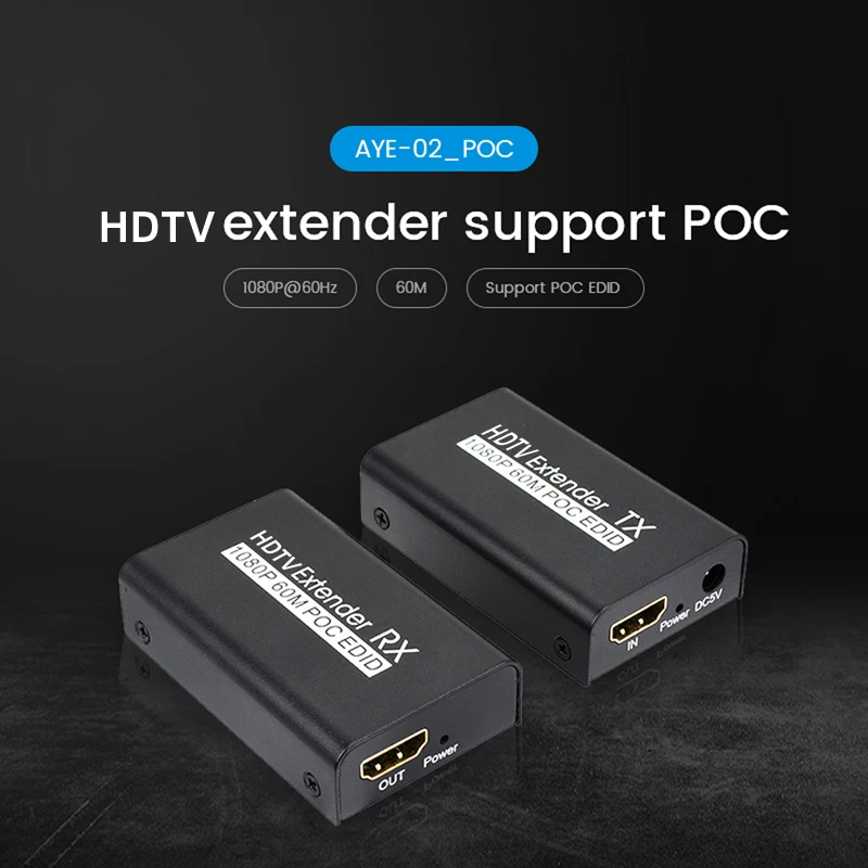 موسع 60 متر 1080P @ 60 هرتز موسع بواسطة RJ45 Cat5e Cat6 كابل الارسال والاستقبال لموسع HDMI المتوافق يدعم POC EDID #5