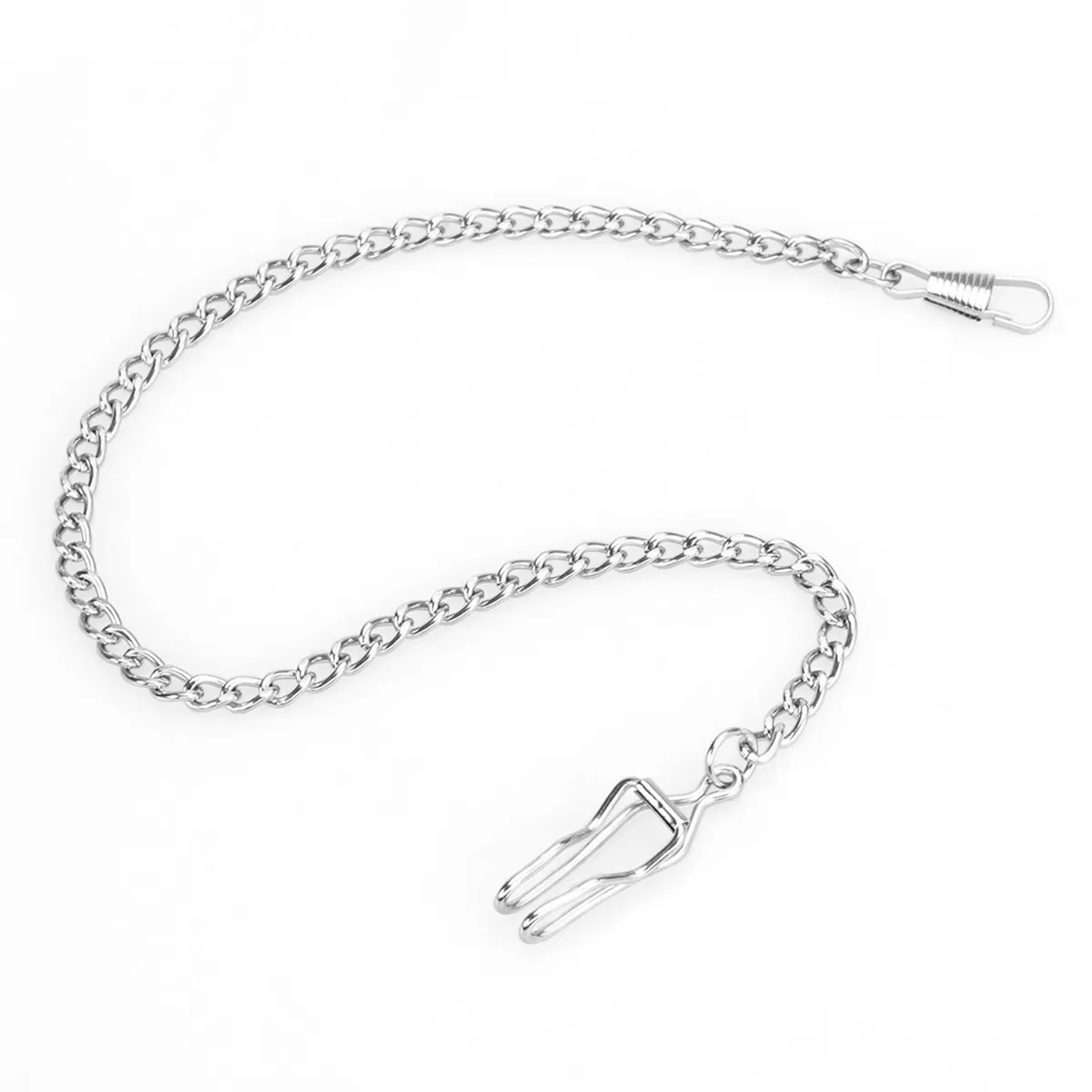 Silver Plated Pocket Watch Chain Classic Heavy Duty Lobster Claw Attachment Sturdy Chain Perfect for Pocket Watch