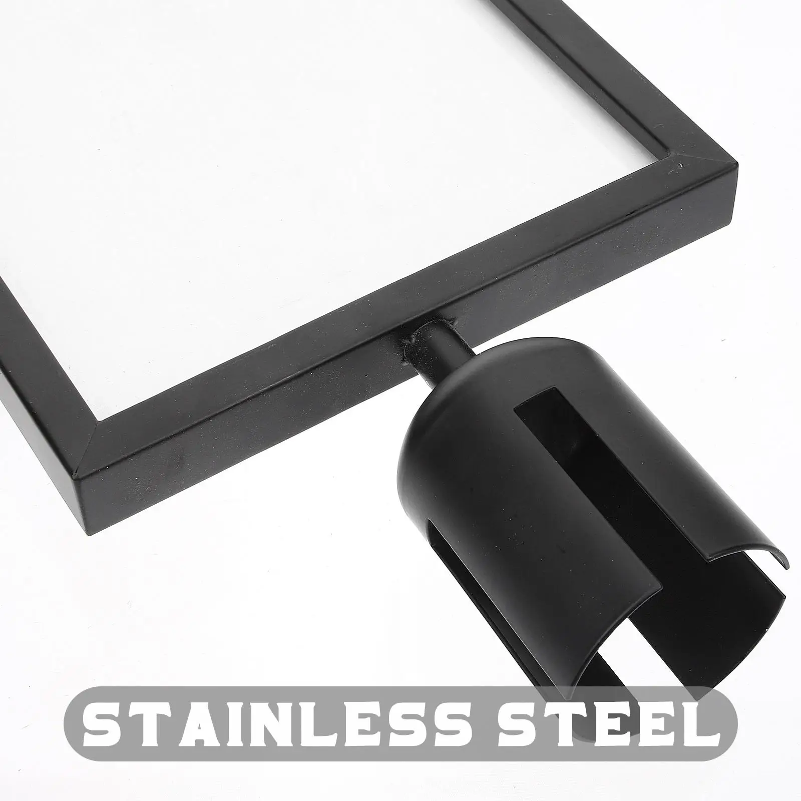 Isolation Column Card Insert Easel Stand A4 Black Vertical Sign Holder Stanchion Stainless Steel Crowd Control Queue Barrier