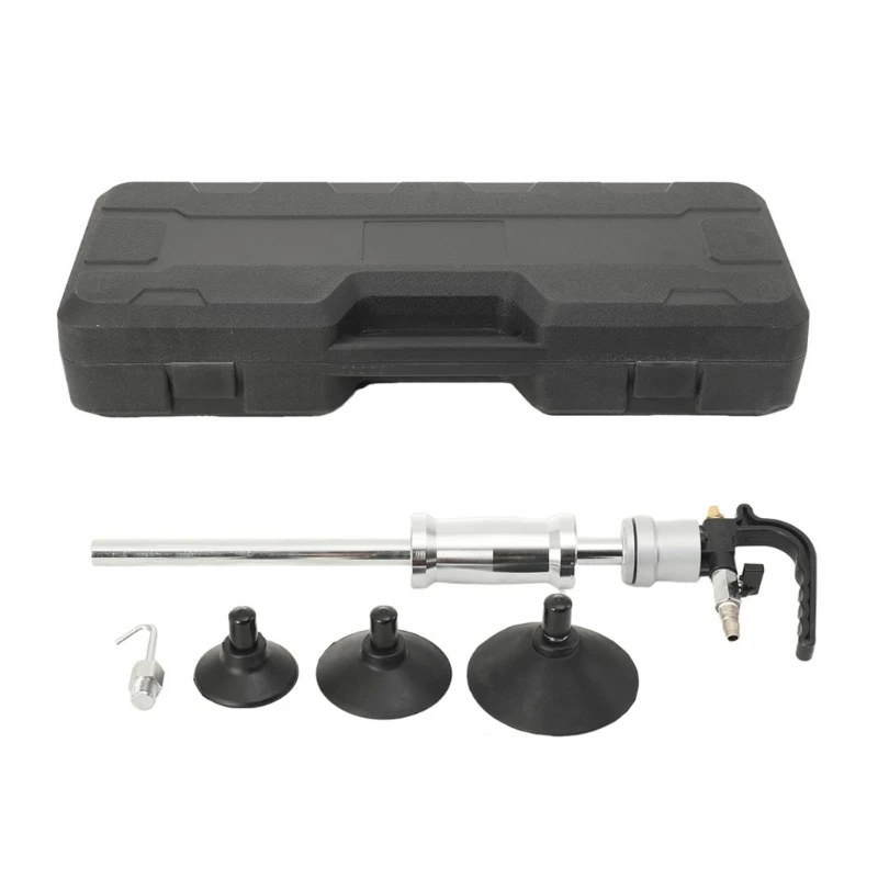 Vehicle Body Repair Puller with Air Line Control, Sliding Rod, 3 Suction Cups and Storage Case for Door and Roof Metal D7YA