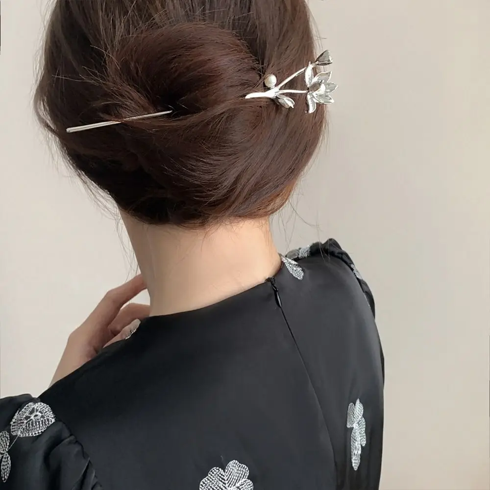 Design Tool Pearl Flower Ancient Headwear Ancient Style Hairpin Hanfu Hair Sticks Chinese Style Headwear Metal Hairpin