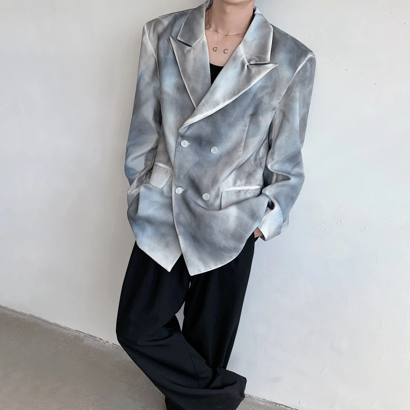 LUZHEN Fashion Personalized Tie-dyed Loose Shoulder Pad Blazer Coat Men's 2025 New Luxury Elegant Handsome Casual Jacket JY3578