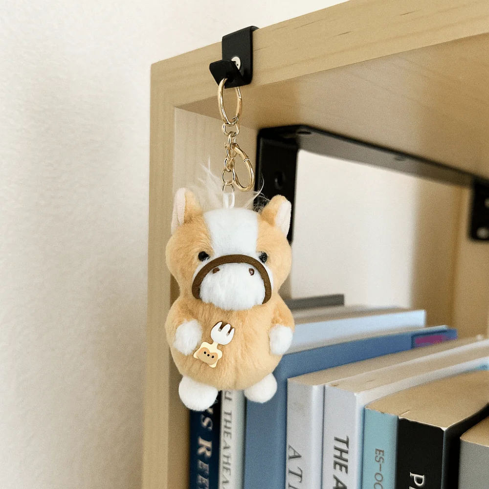 귀여운 미니 말 열쇠고리 푹신한 질감 실물 같은 플러시 말 인형 펜던트 부드러운 말의 해 플러시 포니 열쇠고리