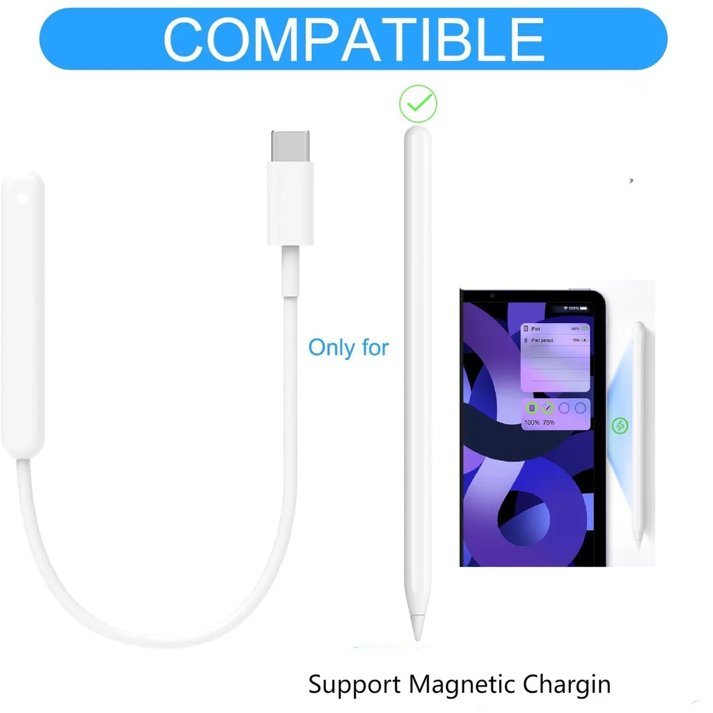 Pengisi daya magnetik kompatibel dengan Pensil IPad adaptor pengisi daya ke-2 untuk pensil pengisi daya magnet