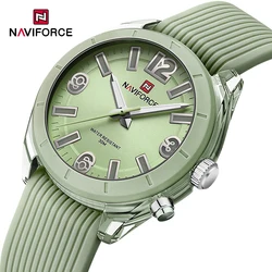 NAVIFORCE New Fashionable Ladies Quartz Wrist Watch Silicone Strap Waterproof Women Watches Original Elegant Female Clock NF7103