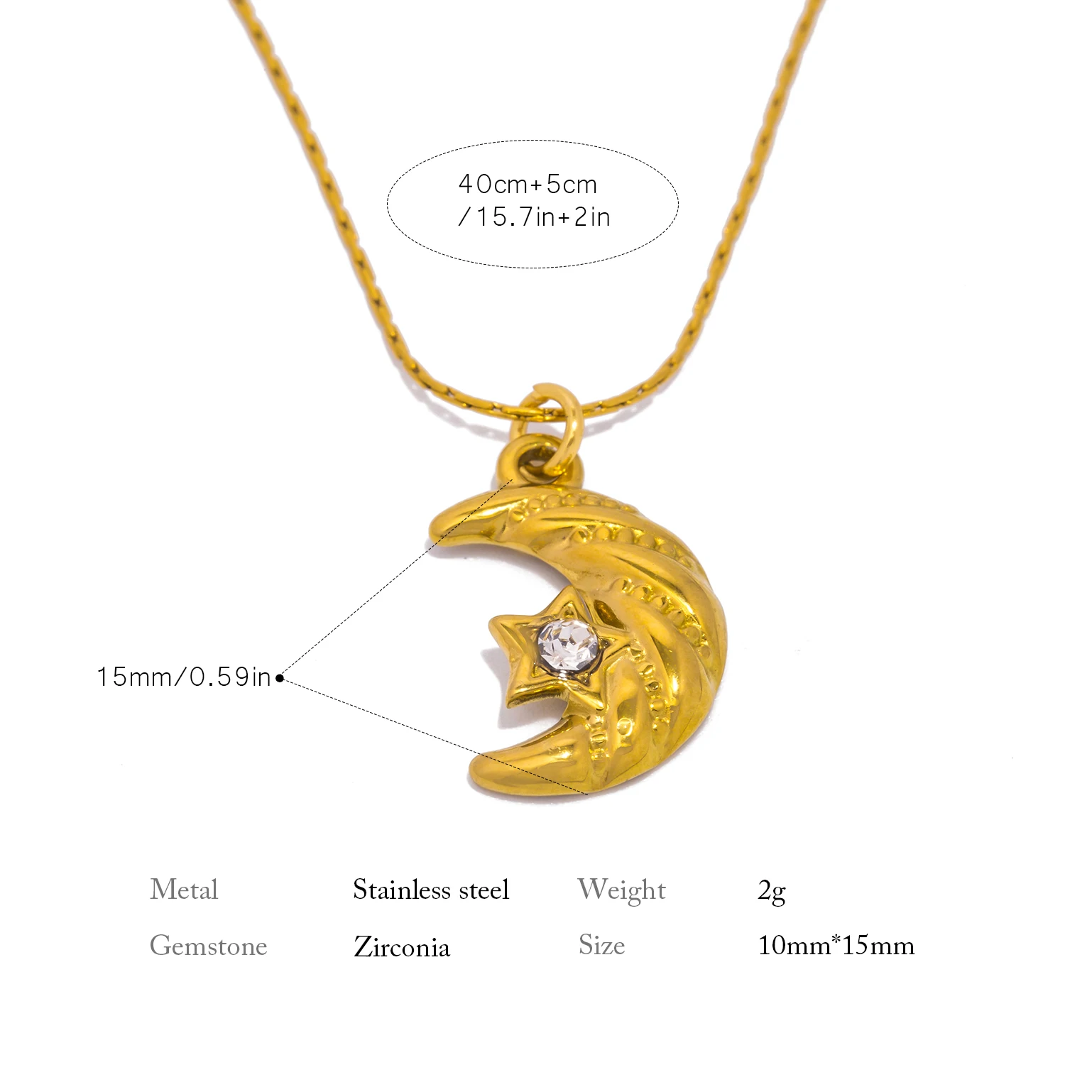 Dainty CZ Zircon Moon Pendant Necklace for Women Charm Eternal Star Clavicle Chain Necklaces Fashion Jewelry Gift