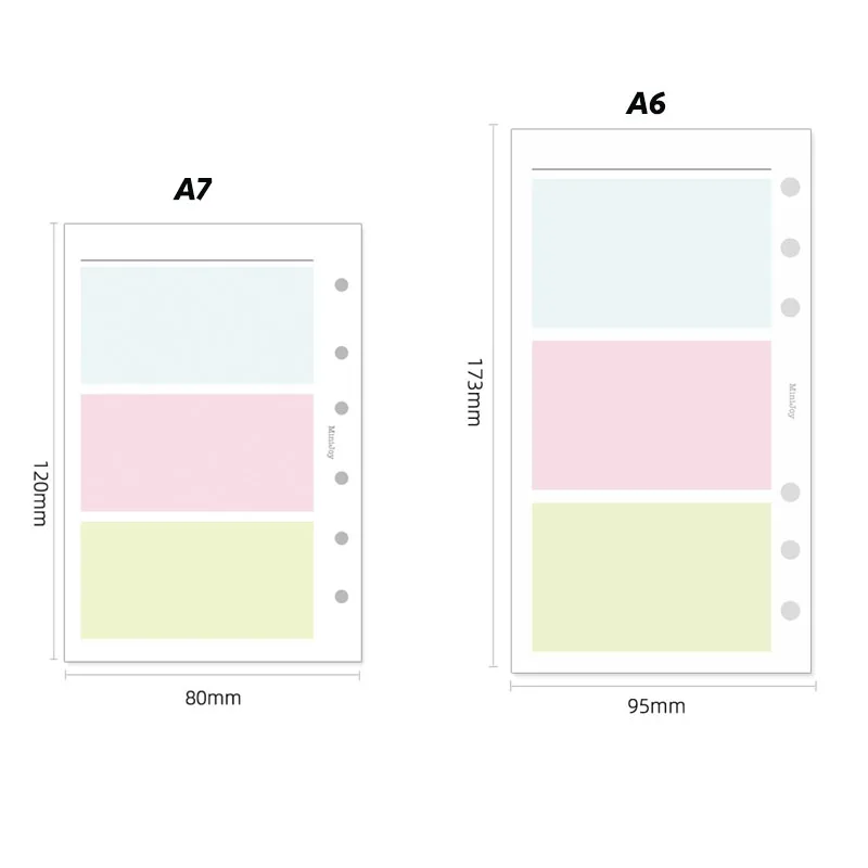 Multifunctional Standard 6 Hole Ledger Loose Leaf Paper A6A7 Color Block Color Loose Leaf Book Replacement Core Inner Page