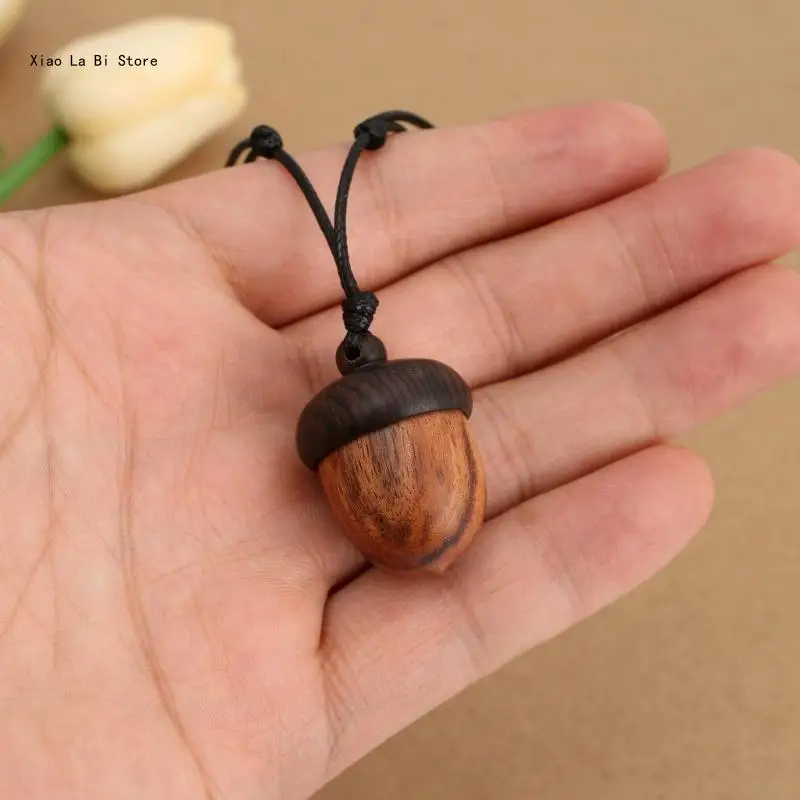 Creative Screwable Acorn Pendant Wooden Box Necklaces Pine Cone Acorns Choker XXFD