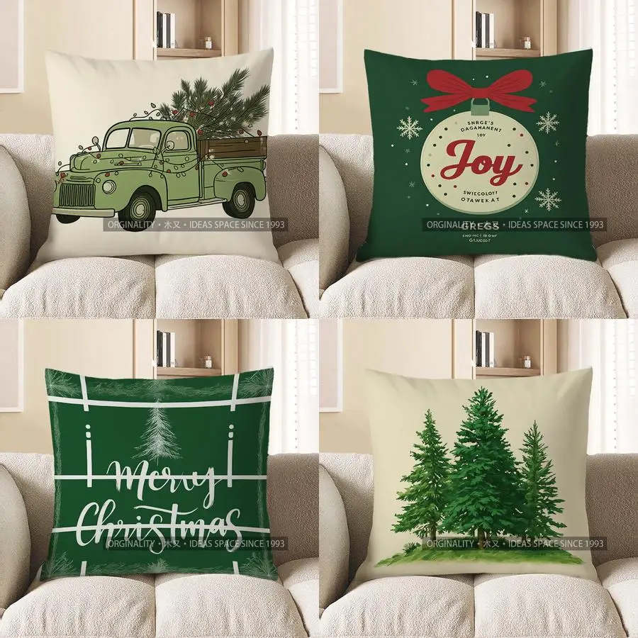 

Домашний декор, Рождественская зеленая подушка-грузовик для уютного декора, чехол для подушки с узором, подходит для дивана, спальни, автомобиля, наволочка