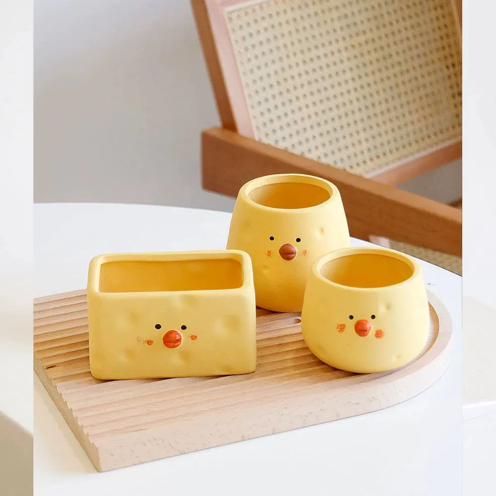 Cute Cheese Chick Shape Flower Pot Mold Rectangle Round Animal Flower Pot Concrete Mold Cement Container Mold