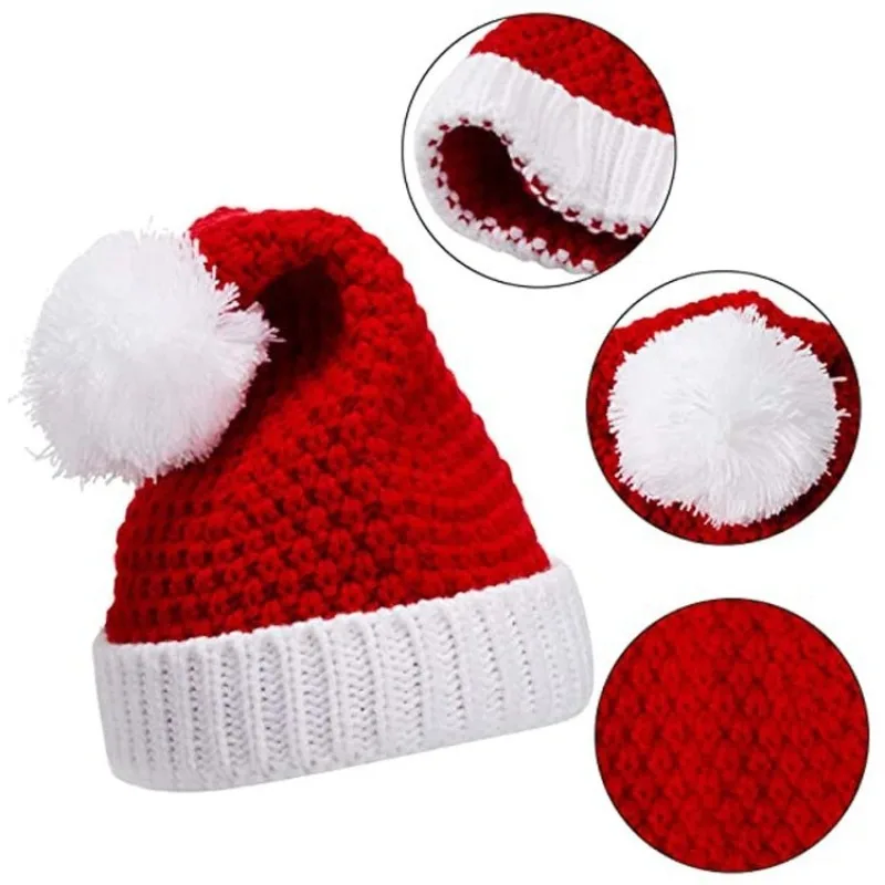 Topi rajut Natal baru 2024 topi Elf Santa Claus topi rajut musim dingin pria dan wanita dewasa untuk pesta Eropa dan Amerika