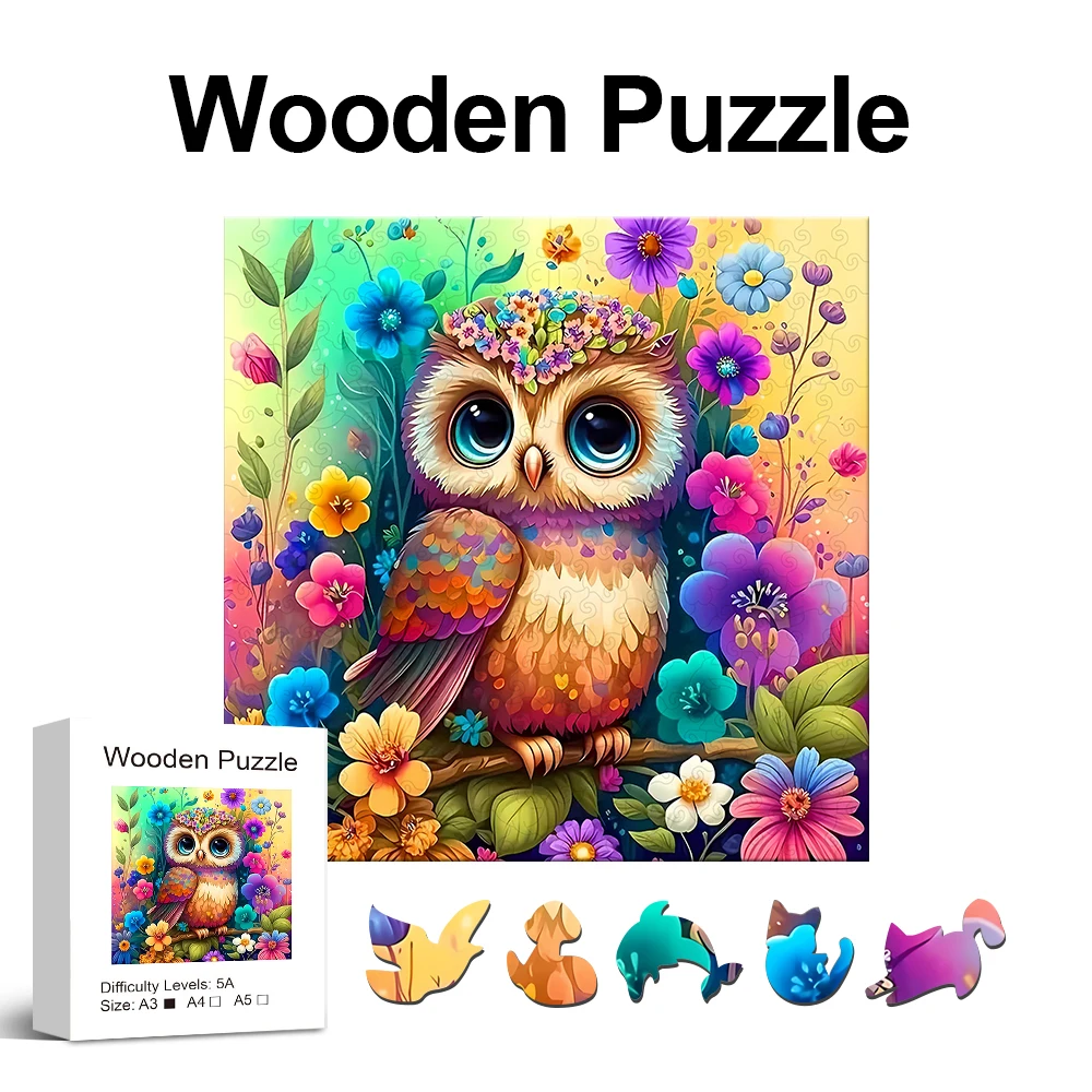 Colorful Owl Creative Wooden Puzzle, Uniquely Irregular Animal Shaped Wooden Toys, Creative Handmade Decorations, Holiday Gifts