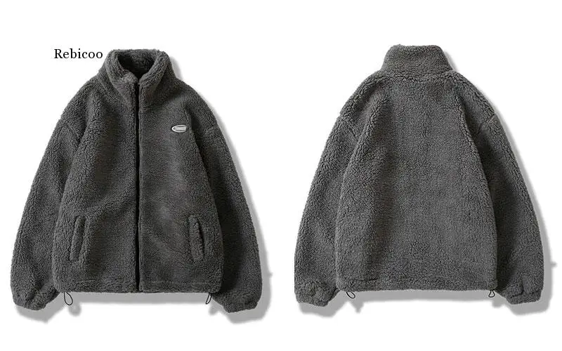 

Зимняя флисовая пушистая куртка, уличная одежда в стиле Харадзюку, нечеткая куртка на молнии, мужские осенние однотонные легкие куртки черного, бежевого цвета