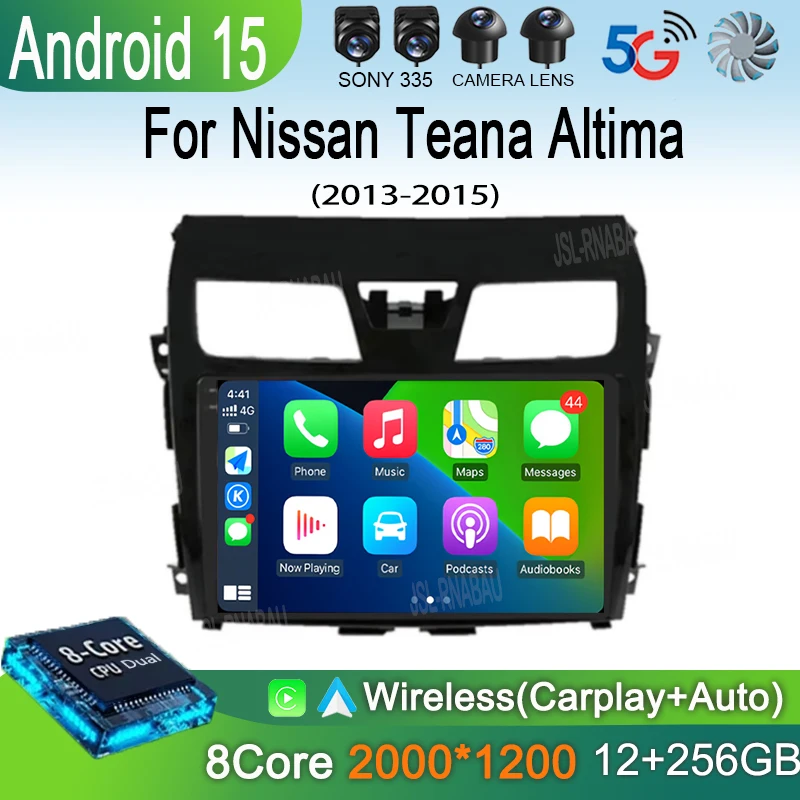 Автомобильное радио Carplay Android 15 для Nissan Teana Altima 2013 2014 2015, GPS, мультимедийный видеоплеер, DSP, стерео 360, камера, головное устройство
