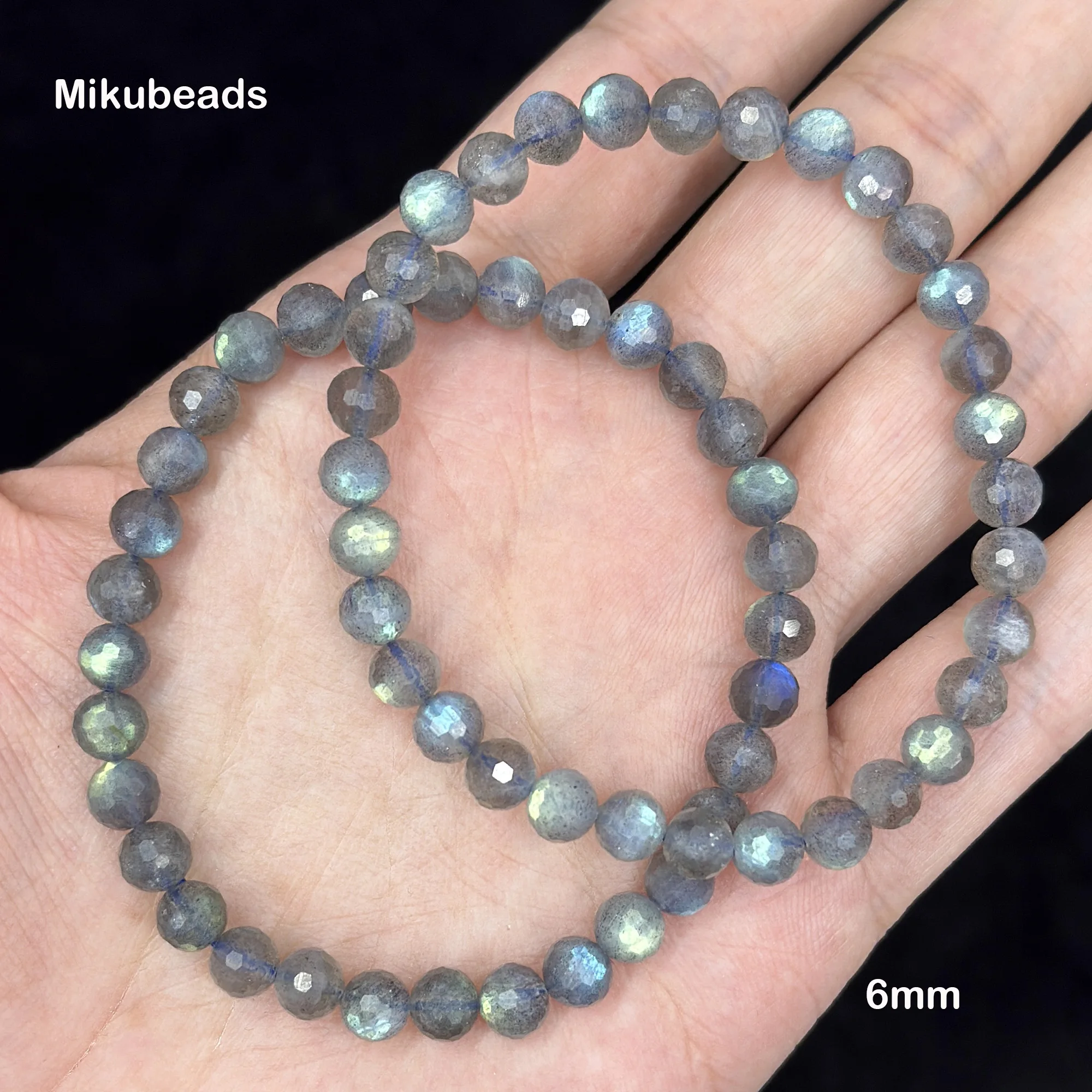 الطبيعية AA + اللابرادوريت 6 مللي متر 8 مللي متر الأوجه تسلق الجولة فضفاض الخرز لصنع المجوهرات أساور يدوية قلادة بالجملة Mikubeads #2