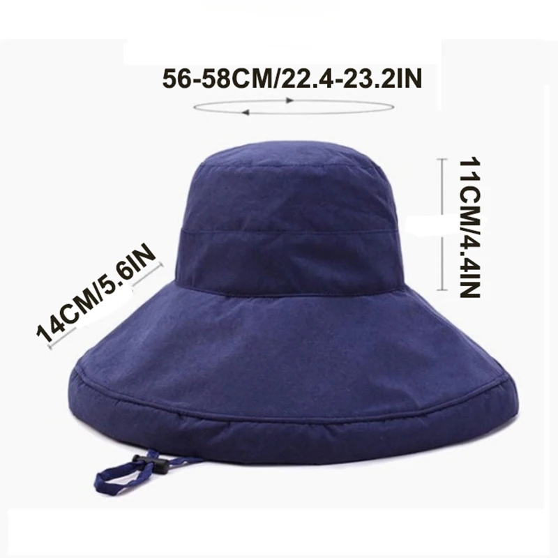 Korean Style Women\'s Bucket Panaman Hat Four Seasons Fisherman Big Brim Sun Visor Hat Double-Sided Sun Protective Foldable Hat